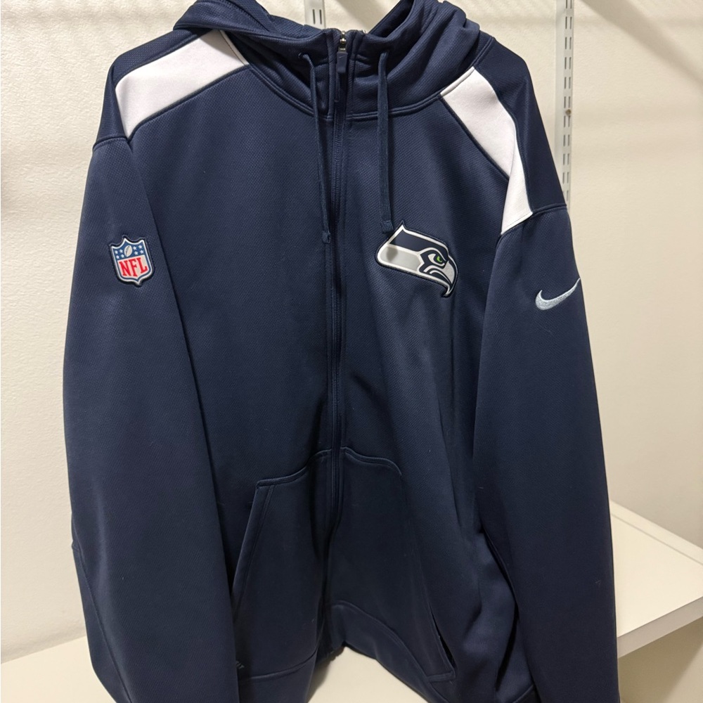 NFL Seattle Seahawks Therma-Fit Navy Blue Onfield Apparel Hoodie